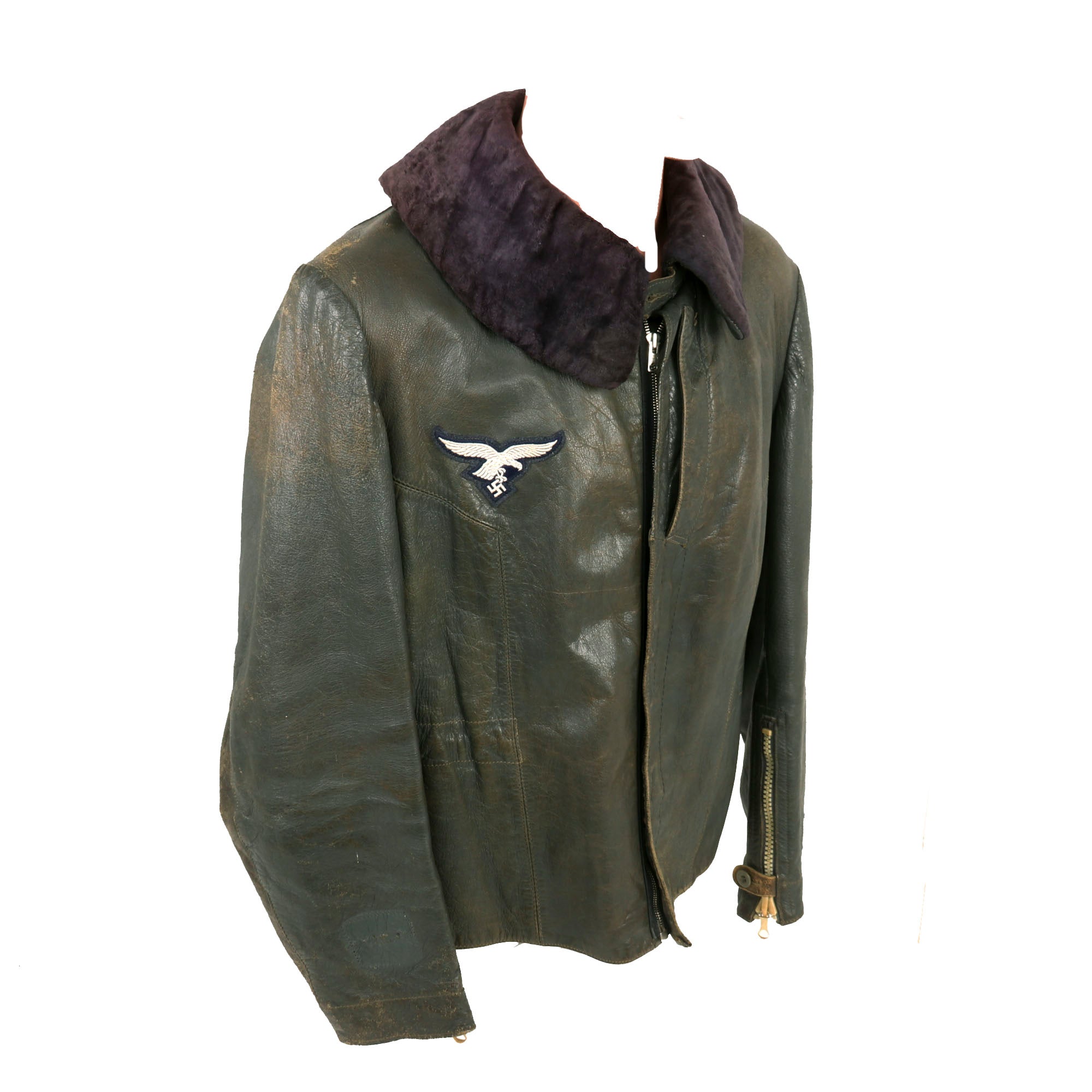 Original German WWII Luftwaffe Pilot's Blue Gray Leather Flight Jacket ...
