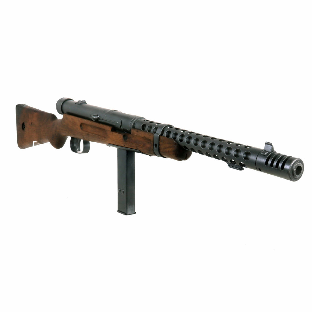 Original WWII Italian Beretta MP38A SMG with Ventilated Barrel Jacket, Bayonet Lug & Display Magazine Original Items