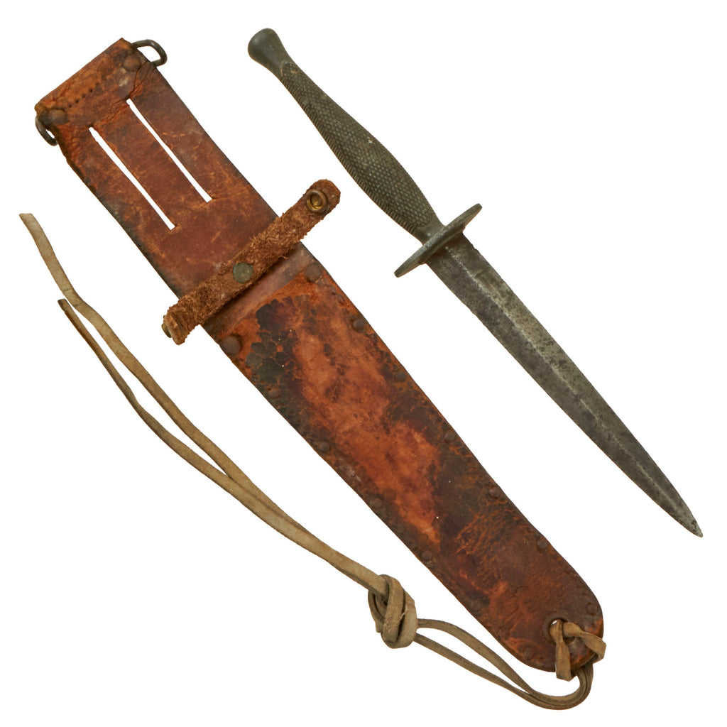 Original U.S. WWII USMC Marine Raider Stiletto Dagger with M6 Sheath - Heavily Service-Worn Original Items