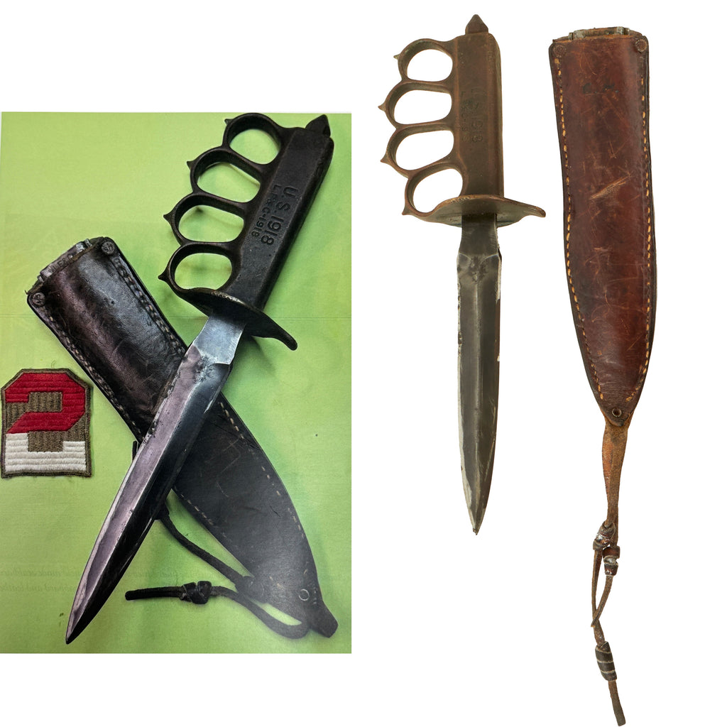 Original U.S. WWI Model 1918 Mark 1 Trench Knife with Modified Scabbard Featured in Book: Model 1918 Mark I Trench Knife and Variations by Greg Aloisio Original Items