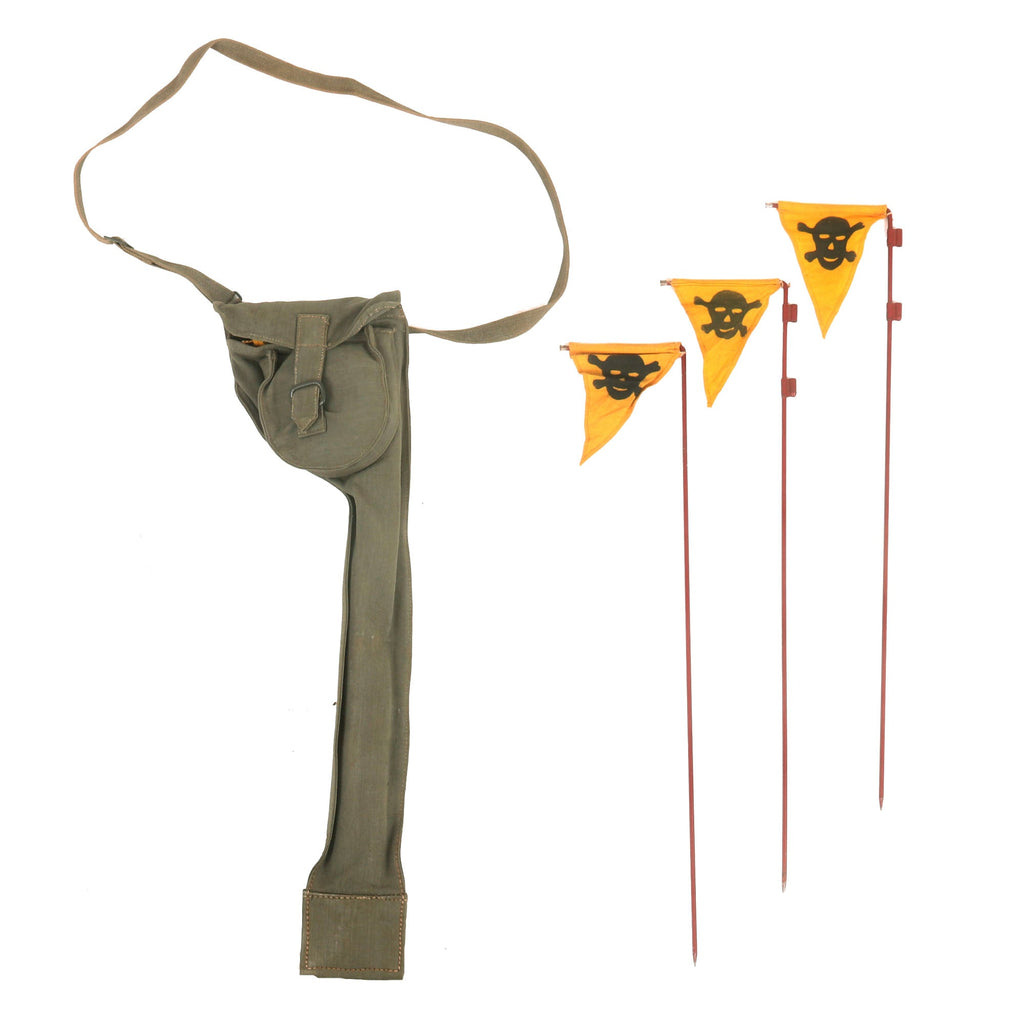 Original German WWII Pioneer Troops Mine & Gas Warning Flag Set with Carry Case Original Items