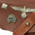 Original WWII German .32 Caliber Preßstoff Pistol Holster with G.I. Applied Panzer Skulls & Eagle Insignia Original Items