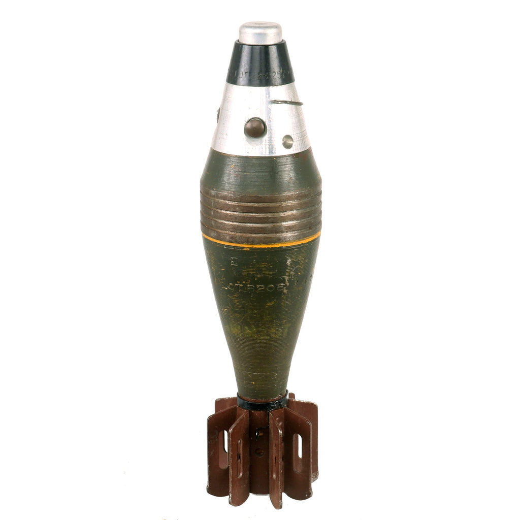 Original U.S. WWII 1941 Dated M49A2 60mm Deactivated Mortar Round with 1942 Dated Fuse with and Original Paint - Inert Original Items