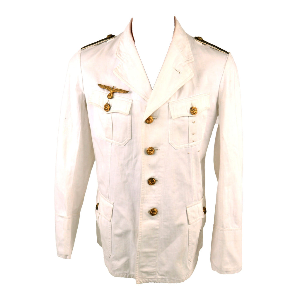 Original German WWII Kriegsmarine U-boat U-356 Officer Candidate White Summer Uniform Tunic Named to Fähnrich zur See Walter Lohmann Original Items
