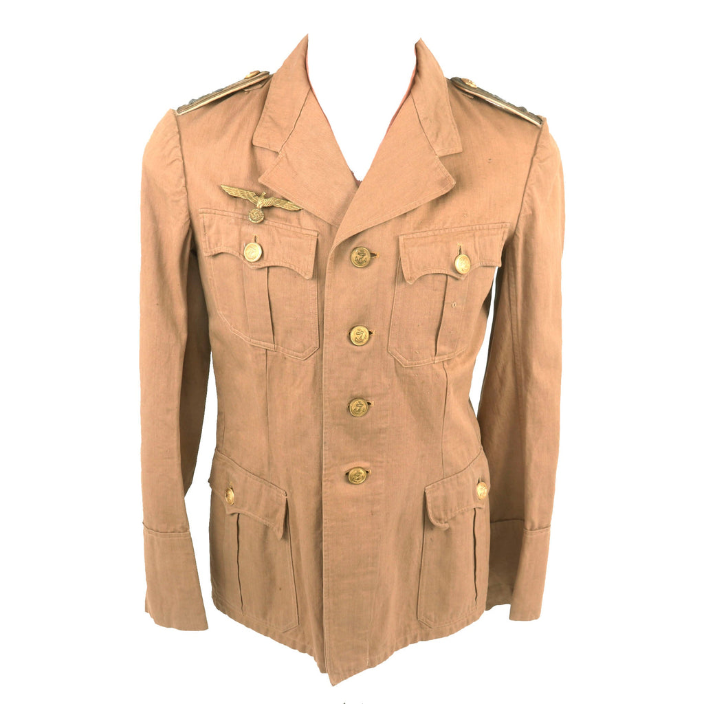 Original German WWII Named Kriegsmarine Coastal Artillery Oberleutnant zur See Officer Tan Summer Uniform Tunic Original Items