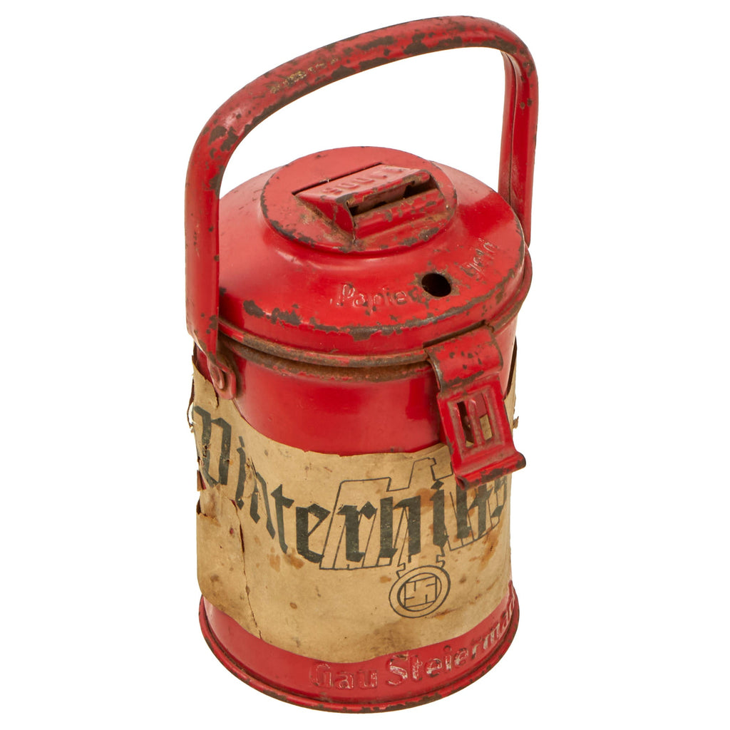 Original German WWII WHW Gau Steiermark Donation Can by Westermann & Co with Worn Rare Paper Label Original Items