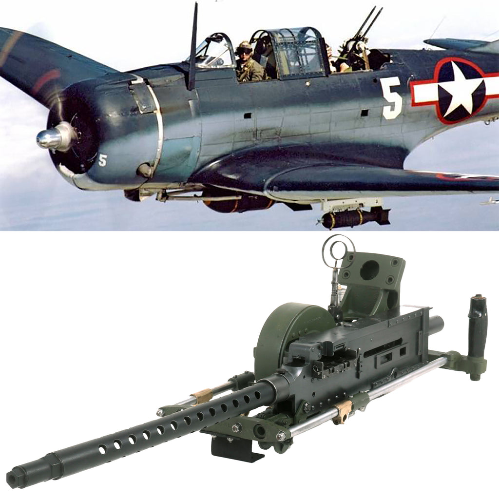 Original U.S. WWII Douglas SBD Dauntless Browning Model AN/M2 .30 Caliber Aircraft Display Machine Gun with Dual Mount Original Items