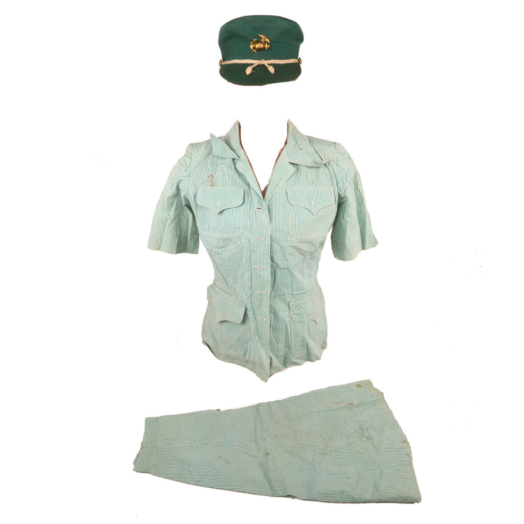 Original U.S. WWII Marine Corps USMC Named Women’s Hobby Hat & Candystripe Shirt & Skirt - Corporal Nathalie Klingbeil Original Items