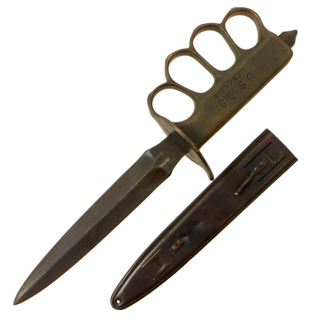 Original U.S. WWI Model 1918 Mark I Trench Knife by L. F. & C. with Matching Steel Scabbard Original Items