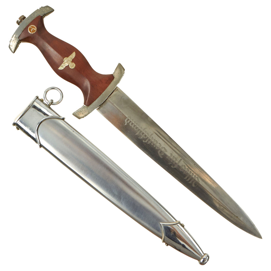 Original German WWII SA Dagger by Rare Maker Max Weyersberg with Polished Scabbard - RZM M7/12 Original Items
