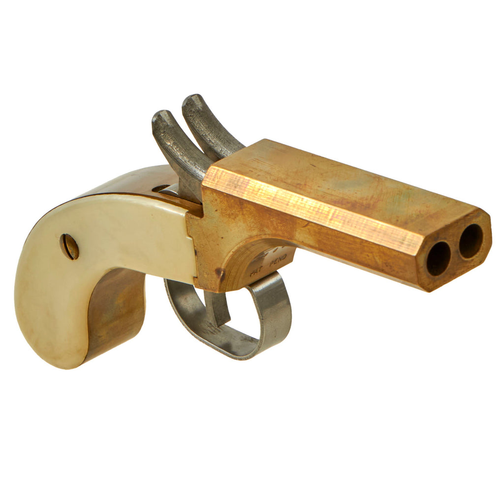 Original U.S. 1970s Colt Manufacturing Company Replica Brass Frame .36cal Double Barrel Percussion Pistol - Serial 7380S Original Items