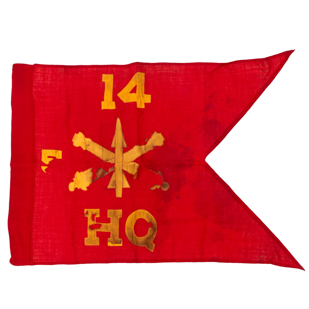 Original U.S. 14th Air Defense Artillery 5th Battalion Headquarters Swallowtail Guidon - 20 x 29” Original Items