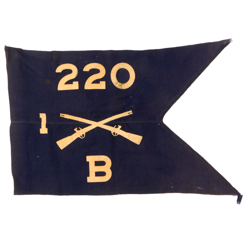 Original U.S. WWII 220th Infantry Regiment 1st Battalion Company B Swallowtail Guidon Pennant Original Items