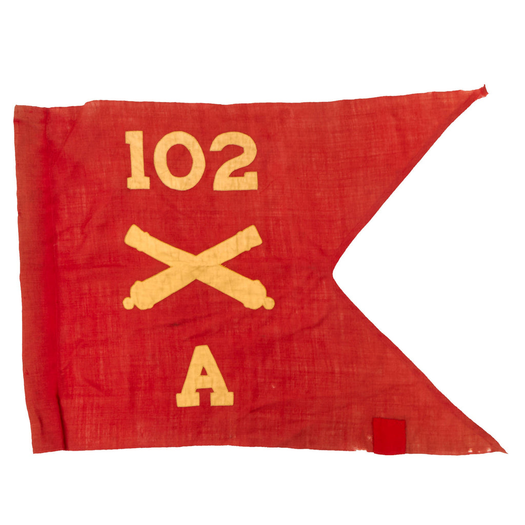 Original U.S. WWII 26th Infantry Division 102nd Field Artillery Battery A Swallowtail Guidon Pennant - Combat in Northern France, Rhineland, Ardennes-Alsace, & Central Europe Original Items