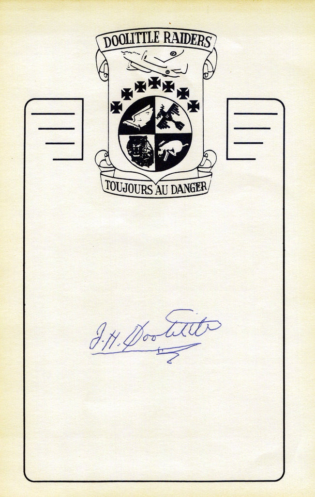 Original U.S. WWII Medal of Honor Recipient James H. Doolittle Signature Original Items