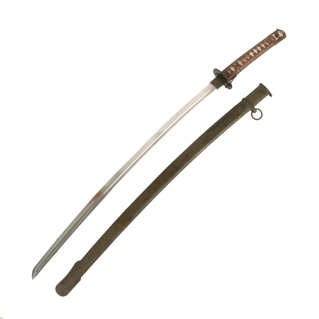 Original WWII Japanese Army Type 95 NCO Aluminum Handle Katana Sword with Excellent Blade and Scabbard - Matched Serial 160861 Original Items