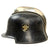 Original German WWII M34 Square Dip Fire Protection Police Helmet with Double Decals & Comb - Feuerwehr Original Items