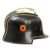 Original German WWII M34 Square Dip Fire Protection Police Helmet with Double Decals & Comb - Feuerwehr Original Items