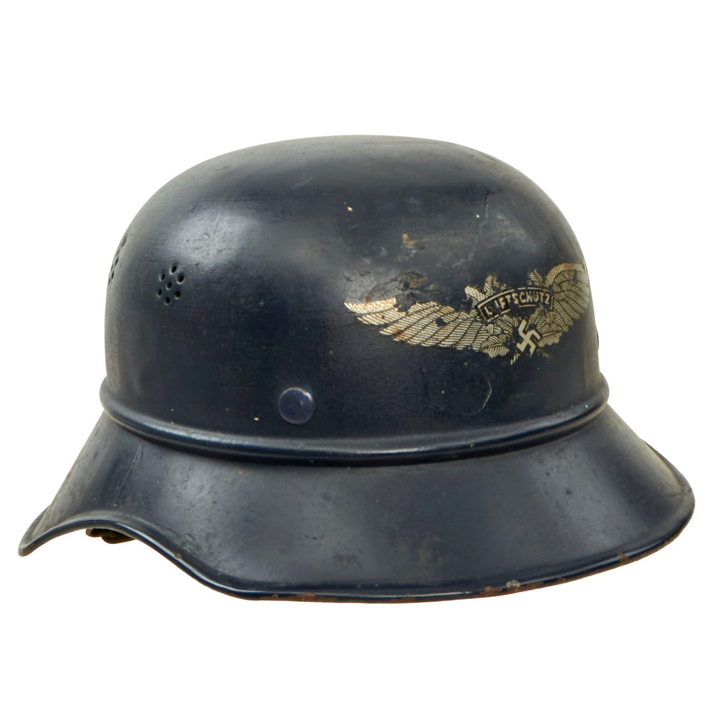 Original German WWII M38 Luftschutz Beaded Gladiator Air Defense Helmet with 57cm Liner - dated 1938 Original Items