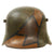 Original Imperial German WWI M16 Stahlhelm Helmet with Panel Camouflage Paint and Partial Leather Liner - Rare Maker W66 Original Items