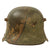 Original German WWI M16 Stahlhelm Helmet with Panel Camouflage Paint & Full M17 Liner with Detached Chinstrap - Marked BF64 Original Items