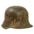 Original German WWI M16 Stahlhelm Helmet with Panel Camouflage Paint & Full M17 Liner with Detached Chinstrap - Marked BF64 Original Items