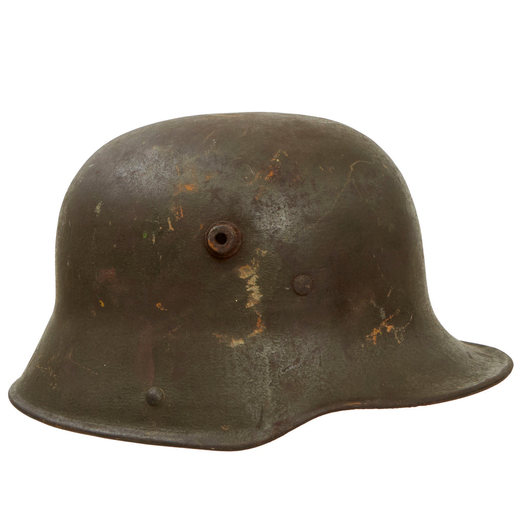 Original Imperial German WWI M16 Stahlhelm Helmet with M17 Liner Band & Partial Chinstrap - Marked BF64 Original Items
