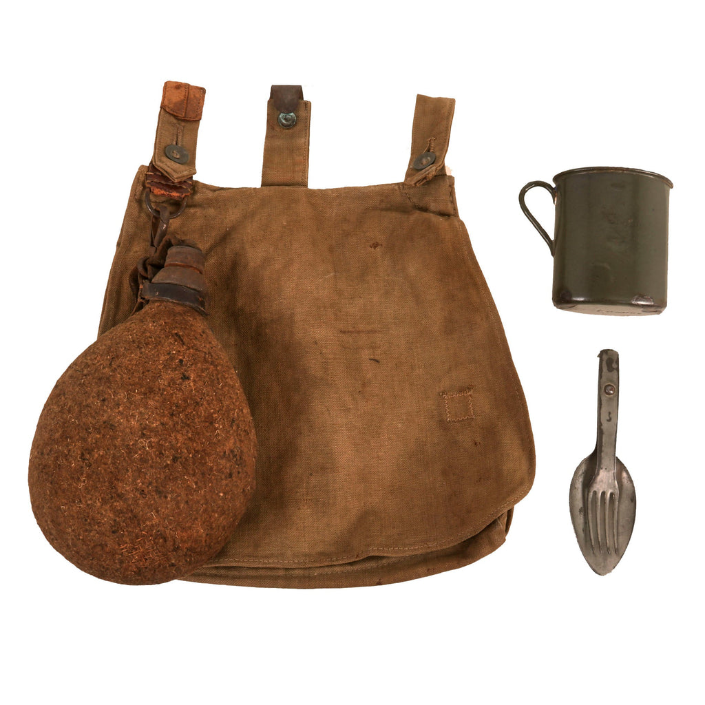 Original Imperial German WWI Named Model 1887/14 Bread Bag with Canteen & Cup - Dated 1916 Original Items