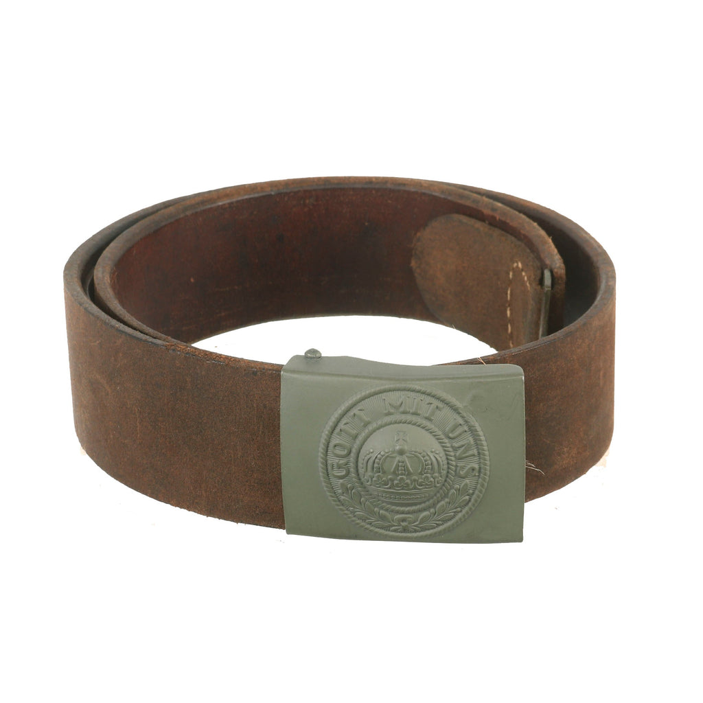 Original Imperial German WWI M1915 Leather Belt with Unissued EM/NCO Prussian Steel Buckle - Dated 1915 Original Items