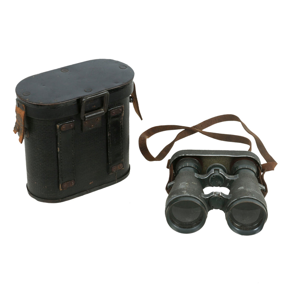 Original Imperial German WWI Frenglas 08 Binoculars by Emil Busch A.G. with Eye-Cover and Named Carrying Case Original Items