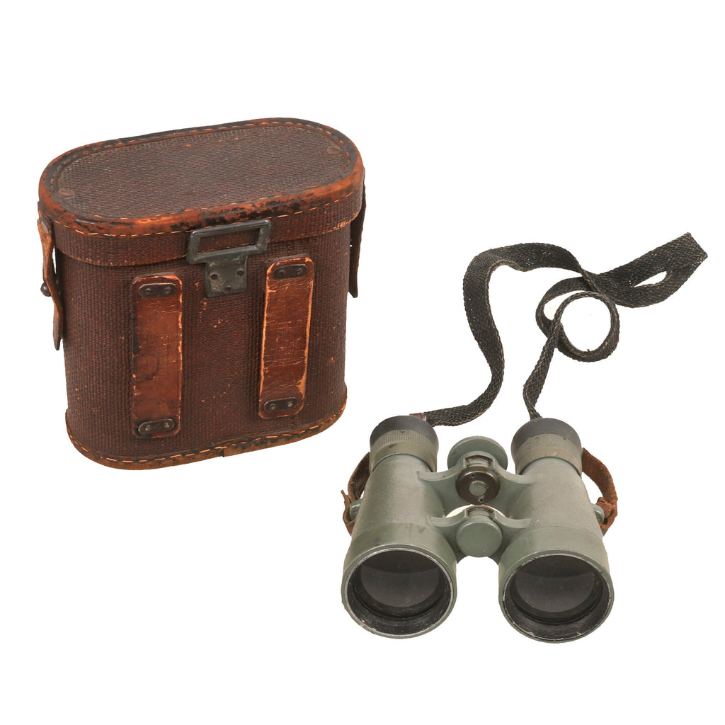 Original Imperial German WWI Frenglas 08 Binoculars by Emil Busch A.G. in Ersatz Carrying Case with Extremely Scarce Papercloth Carrying Strap Original Items