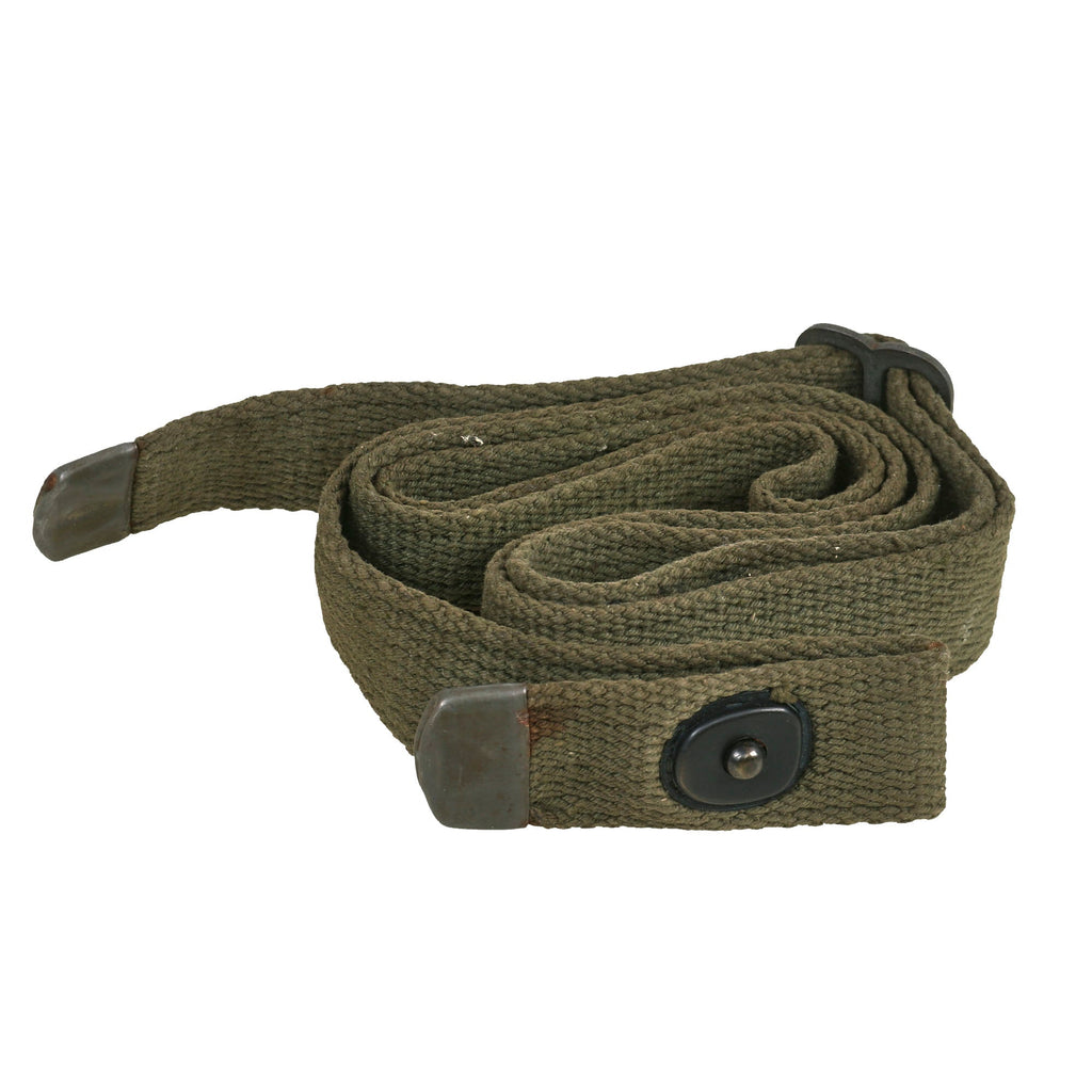 Original U.S. WWII Green M1 Carbine Canvas Web Sling with Keeper Original Items