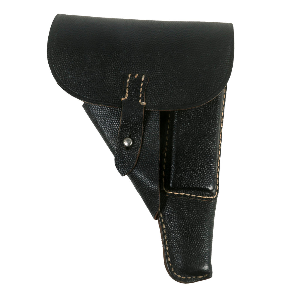 Original German WWII Walther P38 Black Pebble Grain Softshell Holster by Hans Römer - dated 1944 Original Items