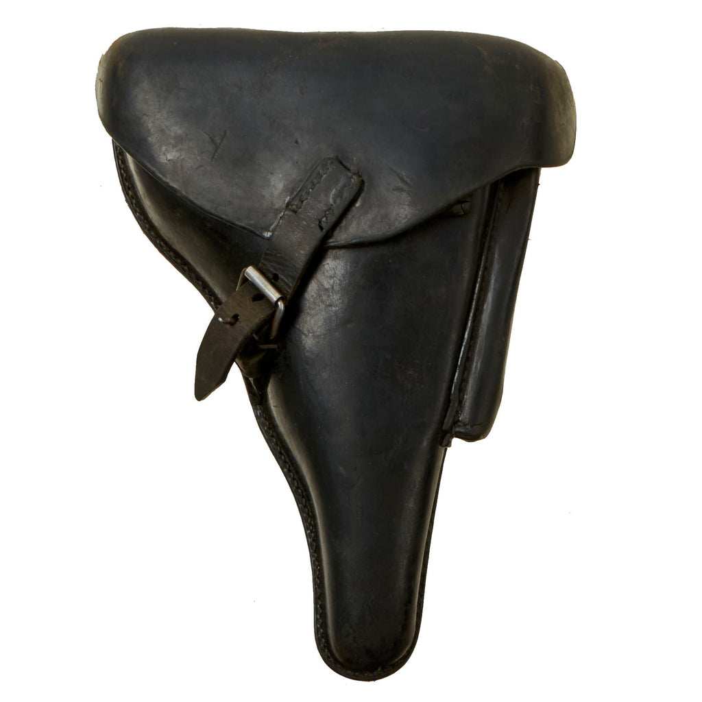 Original German WWII P.08 Luger Pistol Black Leather Hardshell Holster by G. Passier & Sohn of Hannover - Dated 1940 Original Items