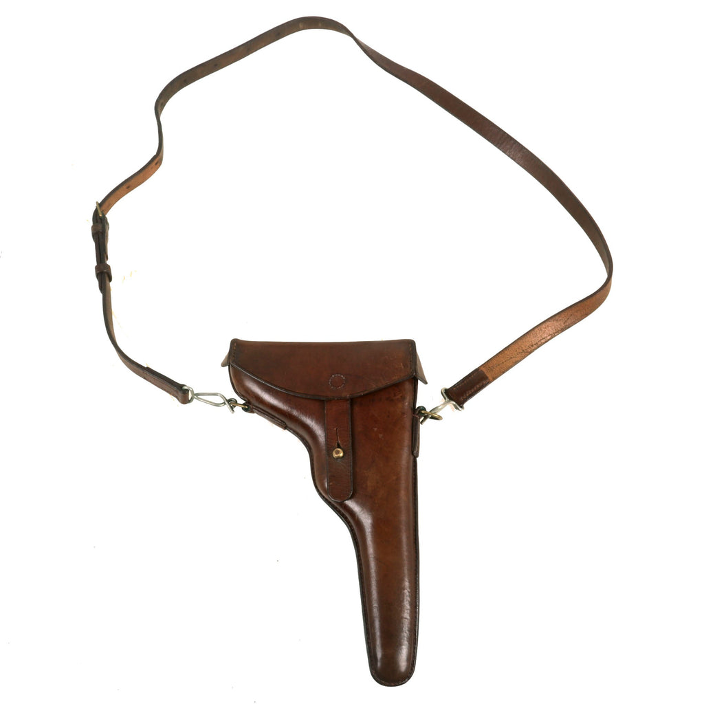 Original Swiss WWII Luger Pistol Holster with Shoulder Strap by Gust. C. Meyer - Dated 1930 Original Items