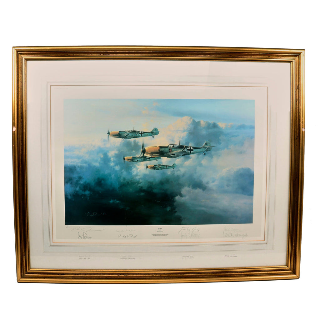 Original Signed Limited Edition Print: Framed “JG-52” by Robert Taylor Signed by Seven of the Most Successful Luftwaffe Pilots - 32 x 40” - 476/1000 Original Items