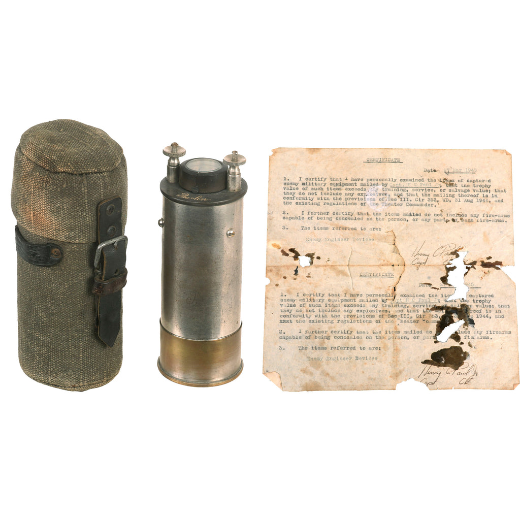 Original U.S. WWII Captured German “Enemy Engineer Device” with Capture Paperwork - Captain Henry C. Paul Jr. Original Items