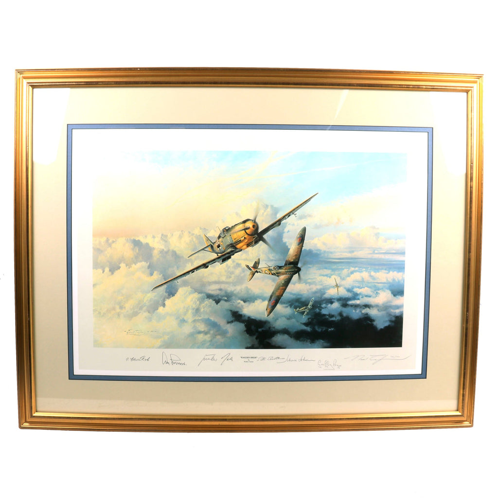 Original Signed Limited Edition Print: Framed “Eagles High” by Robert Taylor Signed by Six WWII Aces Including Gunther Rall & Pete Brothers with Certificate of Authenticity - 31 x 40” - 552/1000 Original Items