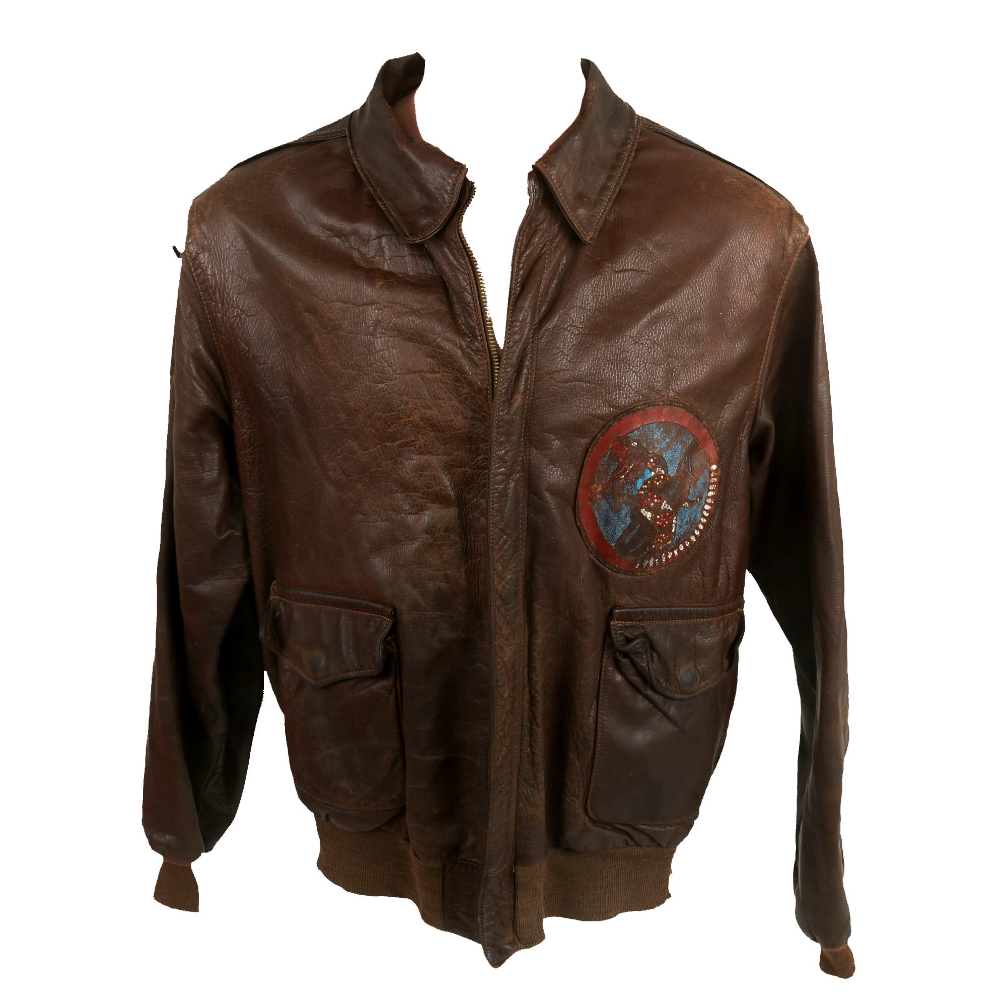 Original U.S. WWII A-2 Hand Painted Flight Jacket with Squadron Insign ...