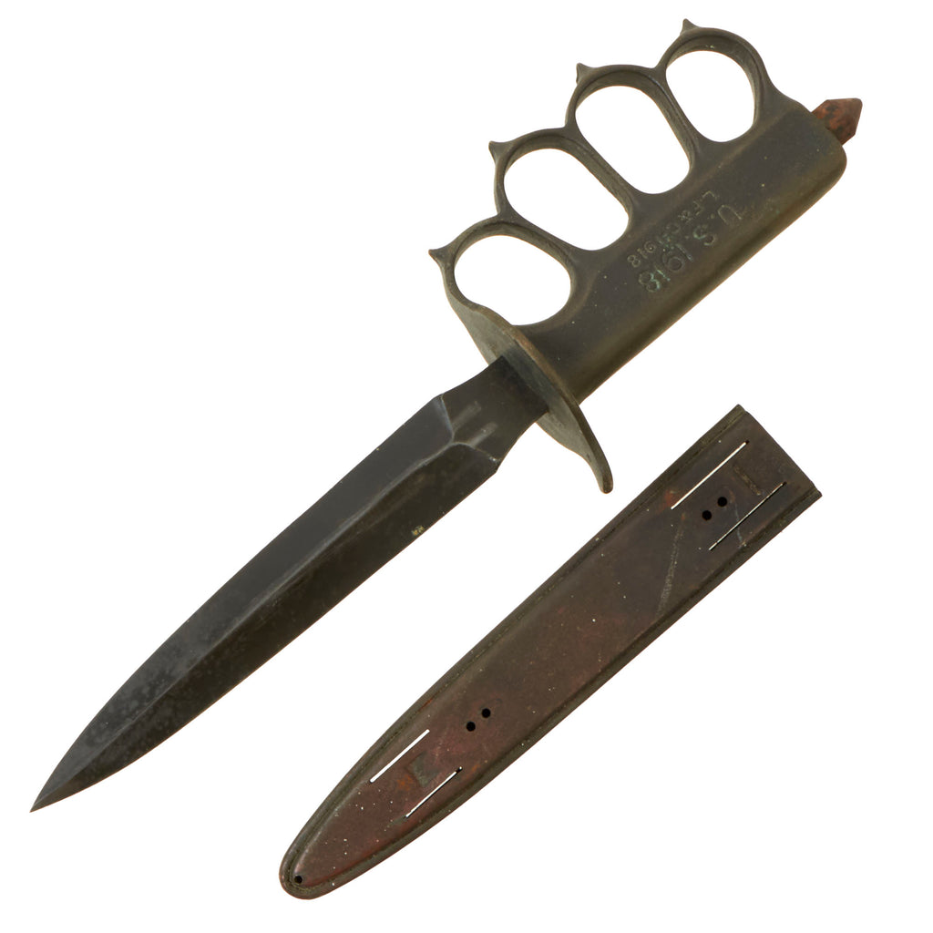 Original U.S. WWI Model 1918 Mark I Trench Knife by L. F. & C. with Correct Steel Scabbard Original Items