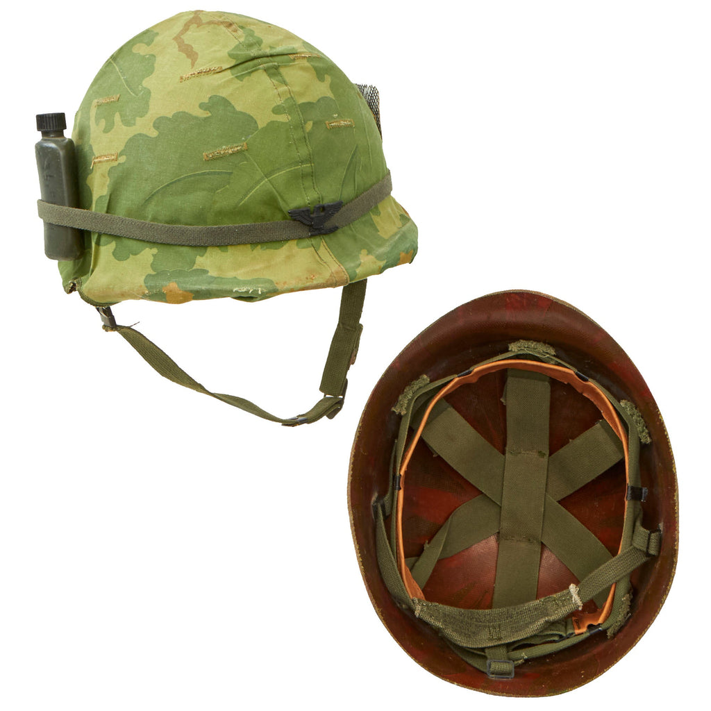 Original U.S. Vietnam War M1 Helmet with 1975 Dated Camouflage Cover and Liner Original Items