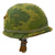Original U.S. Late Vietnam War Era Military Police M1 Helmet with 1974 Dated Camouflage Cover, Liner and Leather ‘MP’ Brassard Original Items