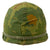 Original U.S. Late Vietnam War Era Military Police M1 Helmet with 1974 Dated Camouflage Cover, Liner and Leather ‘MP’ Brassard Original Items