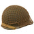 Original U.S. WWII 1943 M1 McCord Front Seam Fixed Bale Helmet with Firestone Liner - With Noncommissioned Officer Horizontal “Follow Me” Stripe Original Items