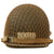 Original U.S. WWII 1943 M1 McCord Front Seam Fixed Bale Helmet with Firestone Liner - With Noncommissioned Officer Horizontal “Follow Me” Stripe Original Items