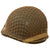 Original U.S. WWII 1943 M1 McCord Front Seam Fixed Bale Helmet with Firestone Liner - With Noncommissioned Officer Horizontal “Follow Me” Stripe Original Items