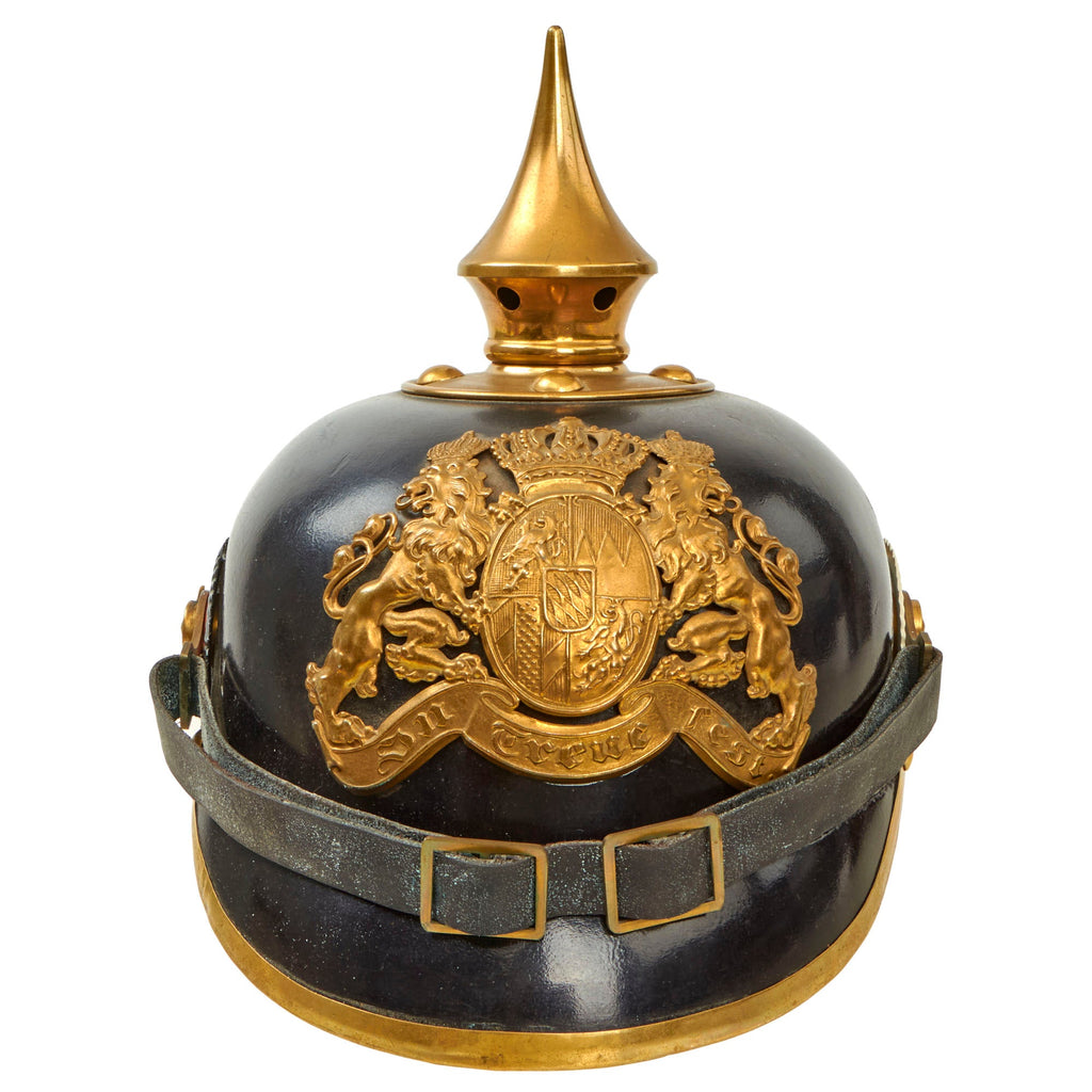Original Imperial German WWI Bavarian EM/NCO 12th Infantry Marked M1895 Pickelhaube Spiked Helmet - Dated 1913 Original Items