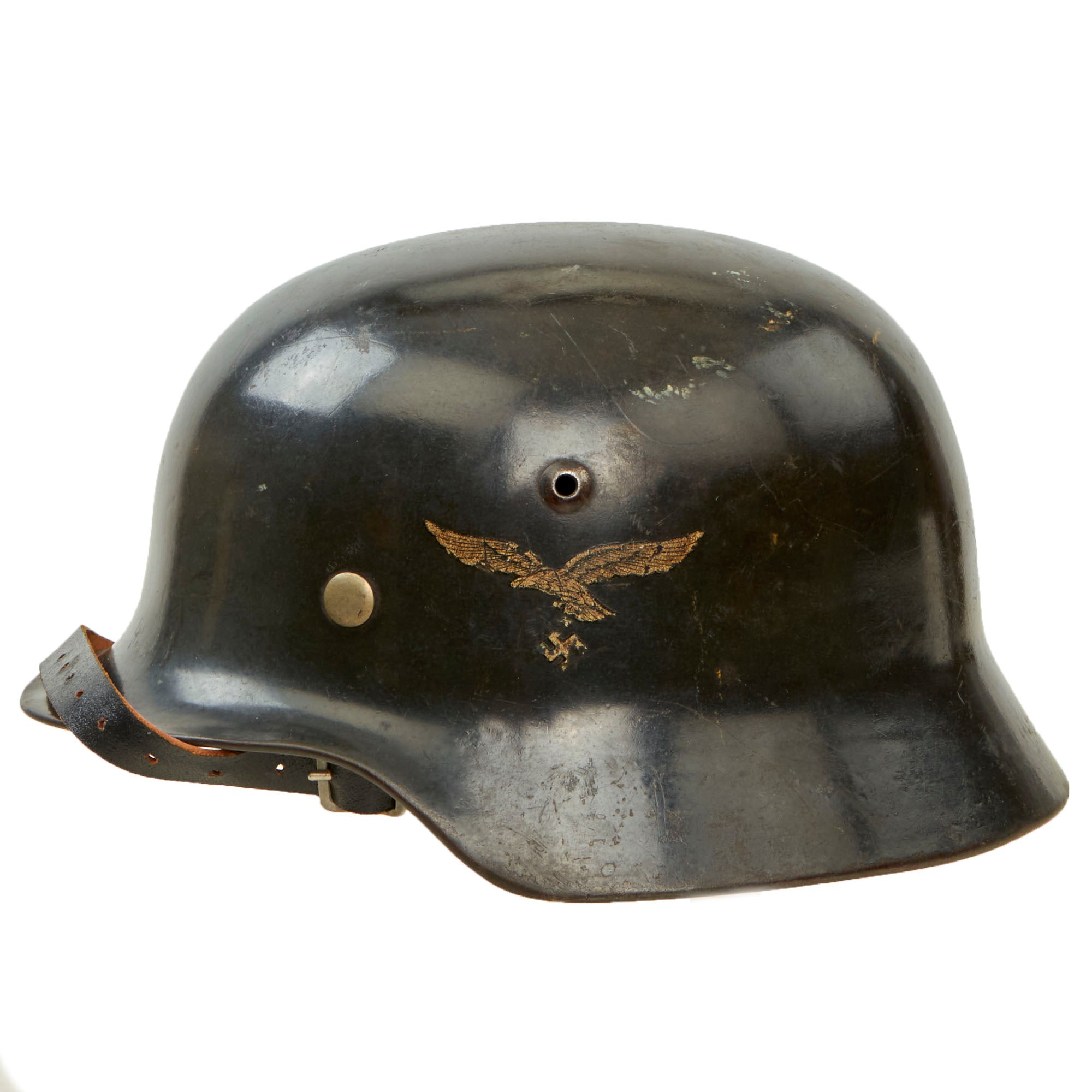 draxar motorcycle luftwaffe helmet Original German WWII Luftwaffe M35 Former Double Decal Helmet with 59c – International Military Antiques