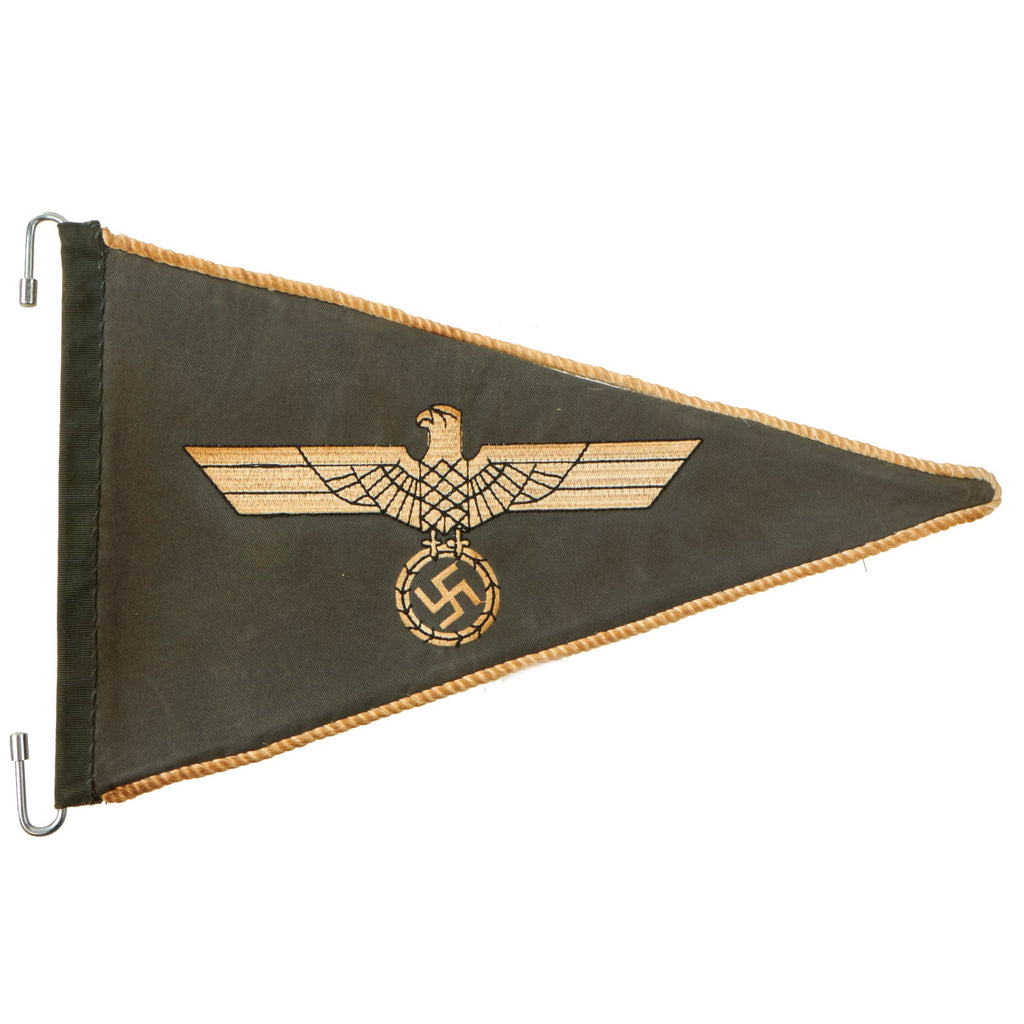 Original German WWII Army Heer Officer Rigid Vehicle Staff Car Pennant Flag with End Fittings - 7 ⅝" x 12 ½" Original Items