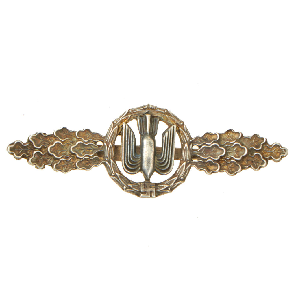 Original German WWII Early Nickel Luftwaffe Silver Grade Front Flying Clasp for Bombers & Dive Bombers (Kampf & Sturzkampfflieger) Original Items